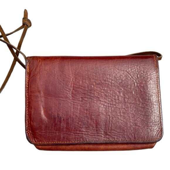 Genuine Leather Western Stamped Mini Purse Rustic Brown Cowhide Cowgirl Boho - Picture 4 of 15